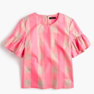J. crew neon pink & cream Buffalo check top